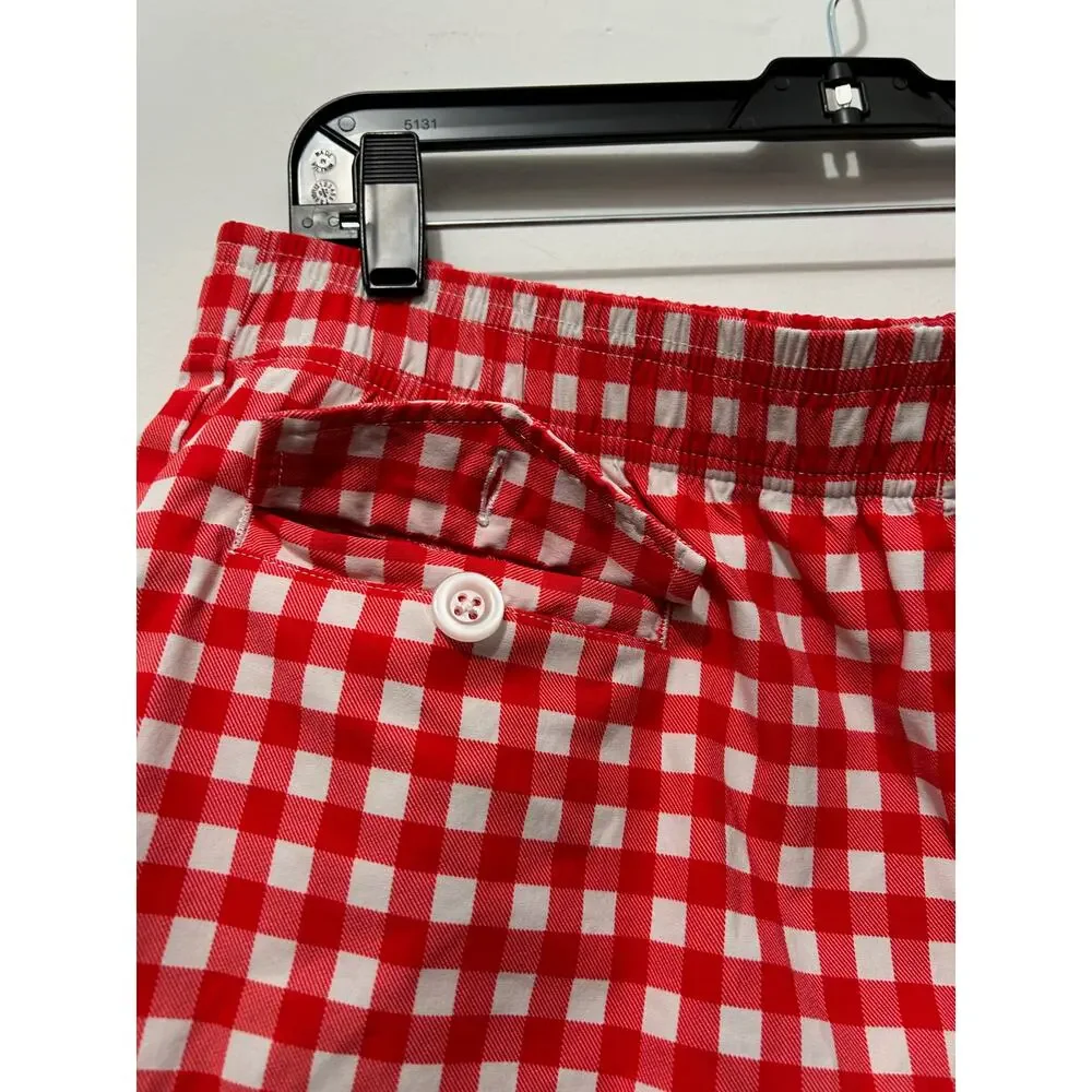Hammies Gingham Cabana Red Trunk Short 36 Lined Swim Casual Retro Preppy Coastal